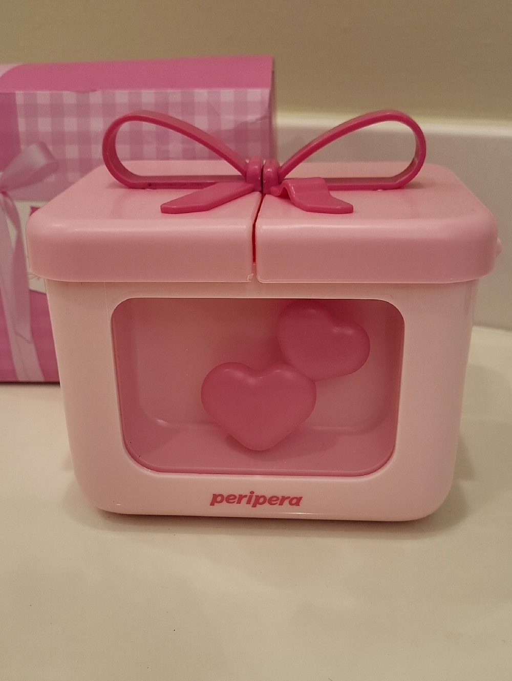 Peripera Pink Heart Gift Box Makeup Case - Ribbon Tint Lipstick Case